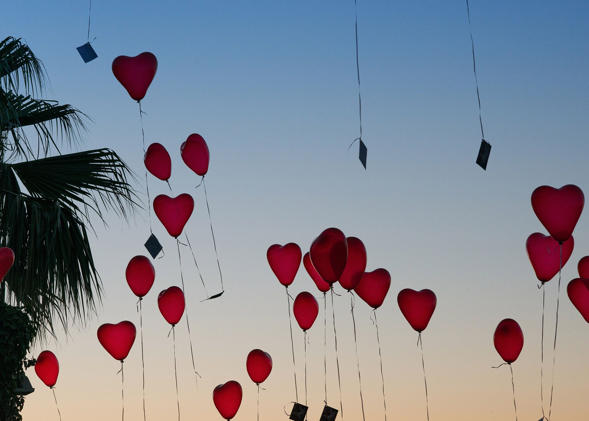 Hochzeitskarten: Glückwünsche zum Hochzeitstag als Luftballons in Herzform