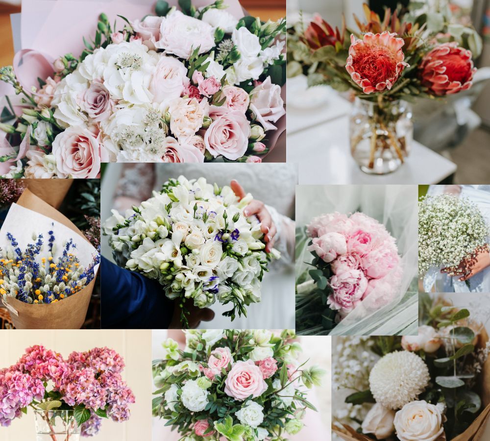 Kleine Bildergalerie in einem Bild: Die Top 9 der schönsten Hochzeitsblumen 