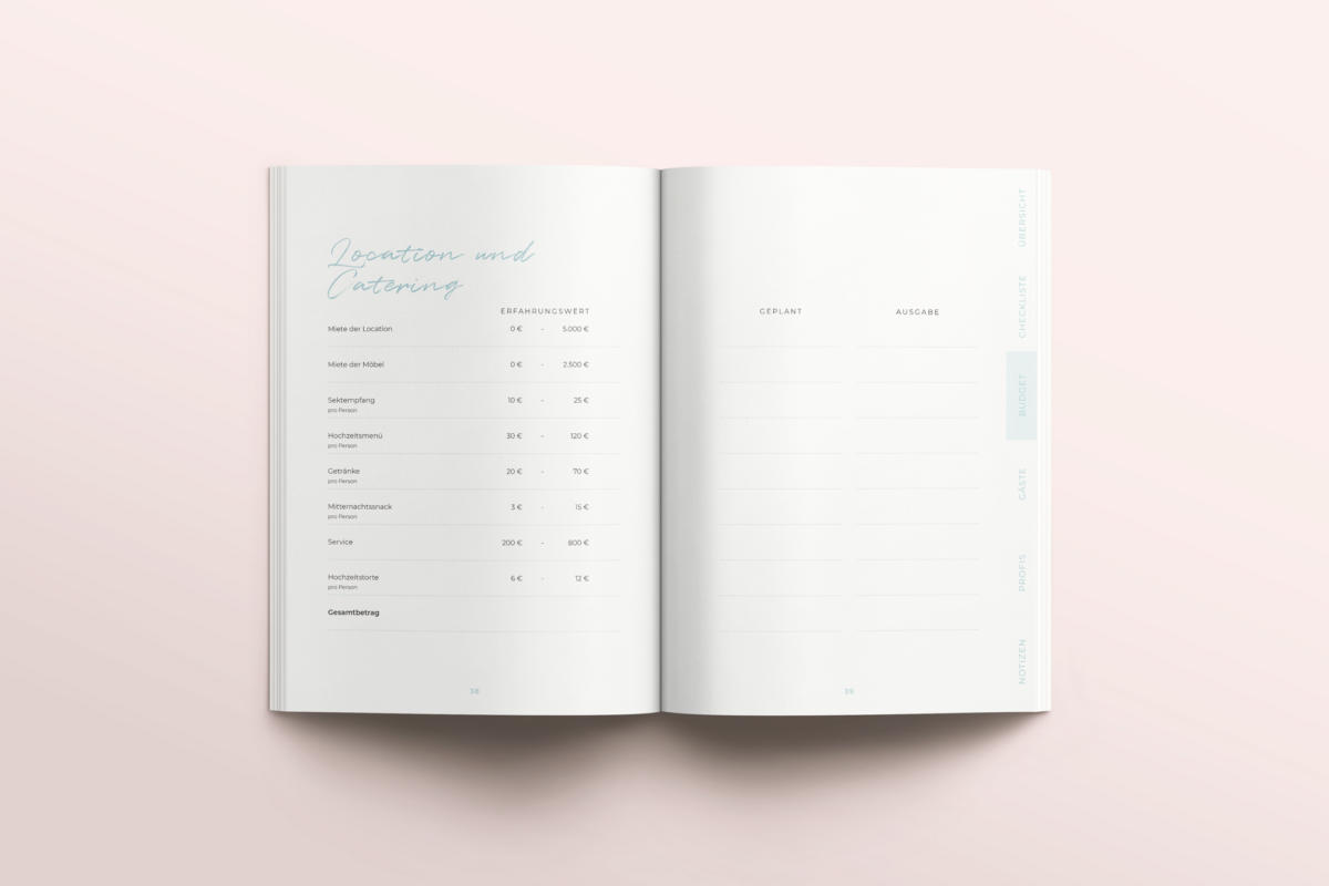 Budgetplaner im Hochzeitsplaner Buch