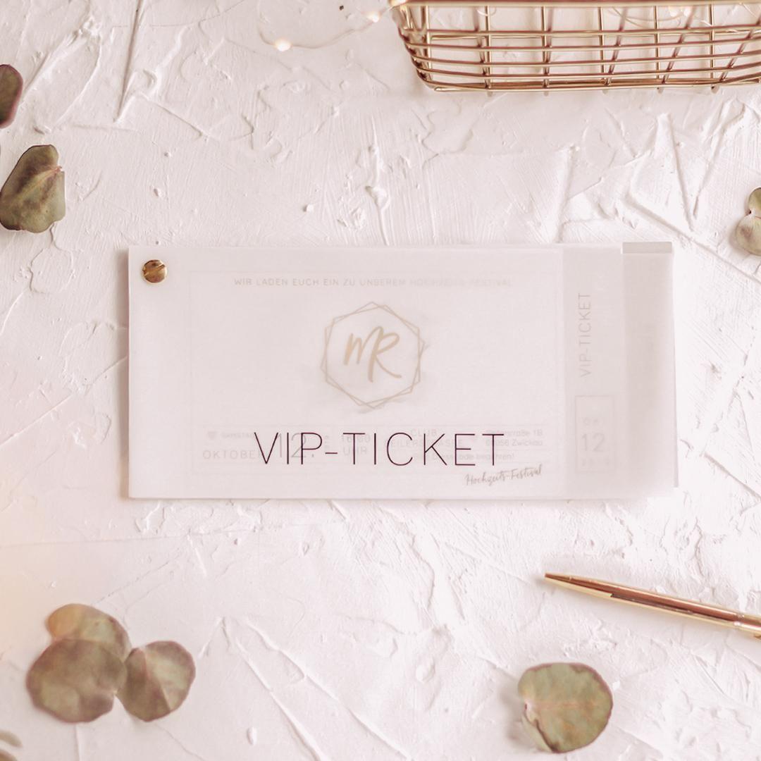 Einladungskarte designed als VIP/Festival Ticket