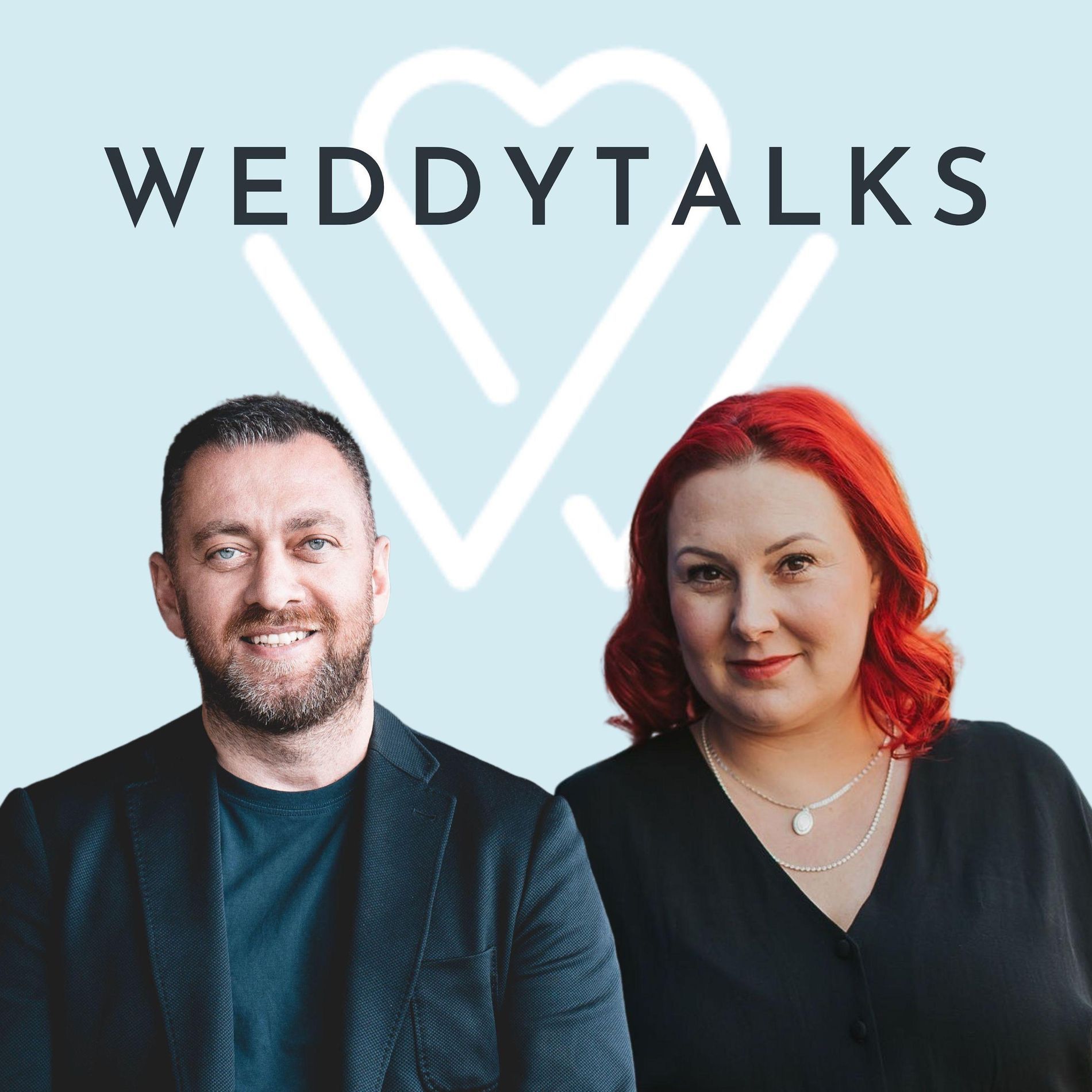 Das Weddingytalks-Logo mit einem Mann und einer Frau davor.